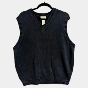LL Bean Sweater Vest Men's L Blue Cotton Grandpa Golf Preppy Academia Classic